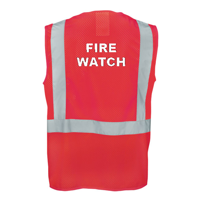 Ironwear 1284-RZ-RD Red Mesh Multi-Pocket Reflective Vest with "Fire Watch" Back from GME Supply